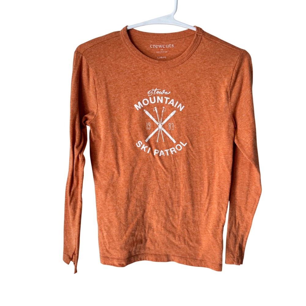 Crewcuts Kids Stowe Mountain Ski Patrol Long Sleeve Graphic Tee‎ Orange L 10-11